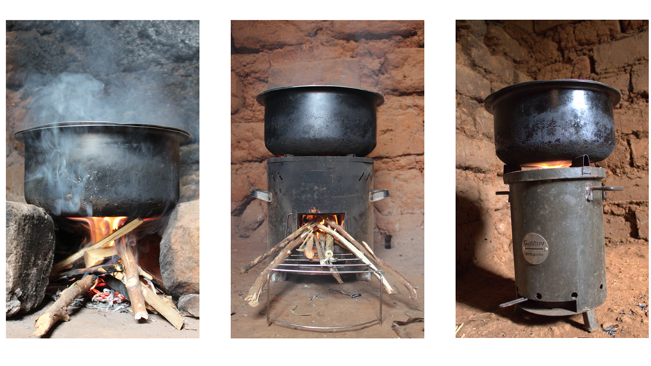 Tre bilder på olika spisar