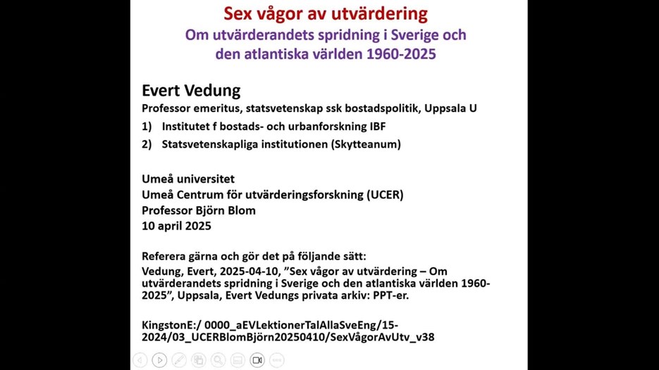 Film: UCER seminarium med Evert Vedung