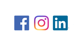 Logotyperna för facebook, instagram och Linkedin.