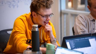 Engineering physics students working together