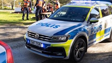Polisbil vid samverkansövning på Sandö