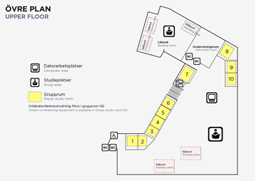 Medicinska biblioteket, Övre plan karta