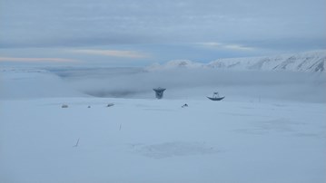A view on the EISCAT radar from the Kjell Henriksen Observatory