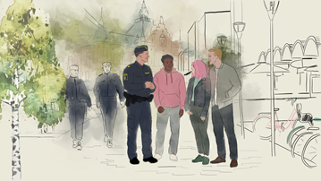 Illustrerar poliser i samhället som arbetar för brottsförebyggande och trygghetsskapande