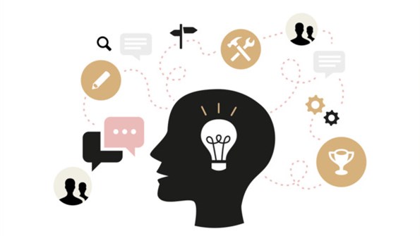 Illustration of a head thinking of different ideas