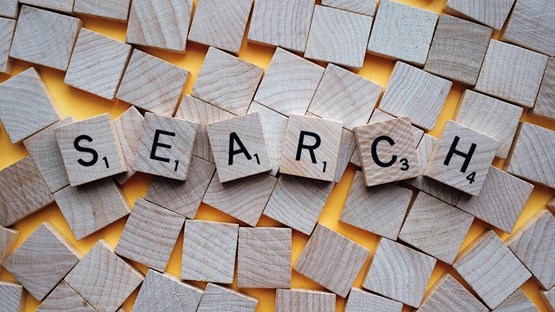 Scrabble tiles form the word search