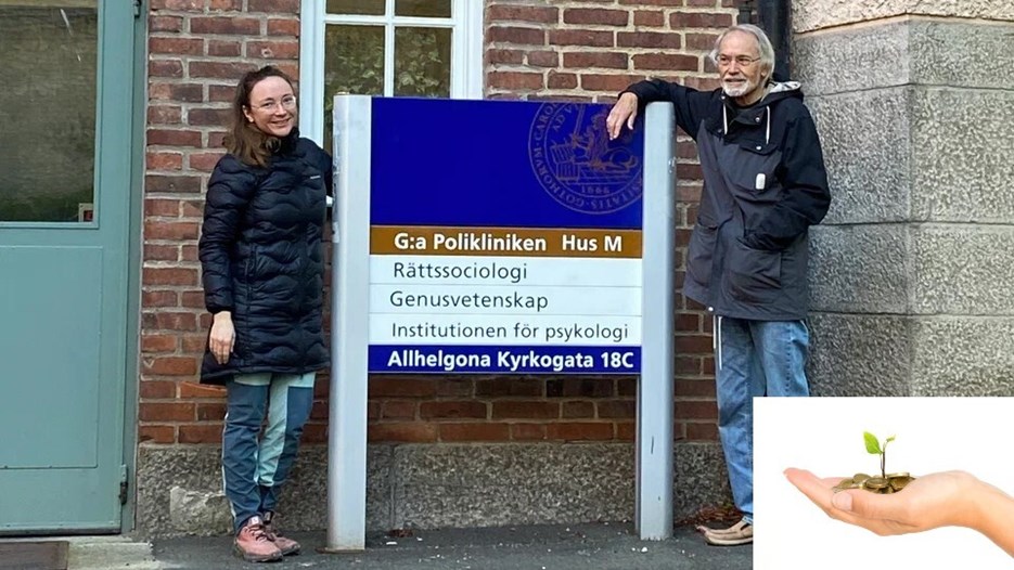 Ekaterina Zmyvalova and Per Wickenberg outside Lund University